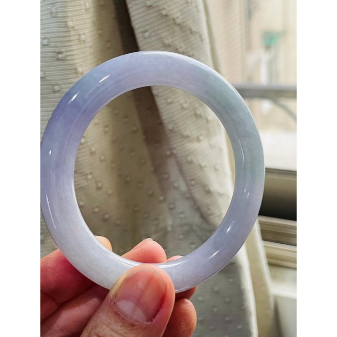 天然A貨緬甸玉 冰潤濃春彩翡翠圓骨鐲53.3 17.5圍 濃郁茄紫加藍綠 色滿鮮豔 附台証-細節圖3