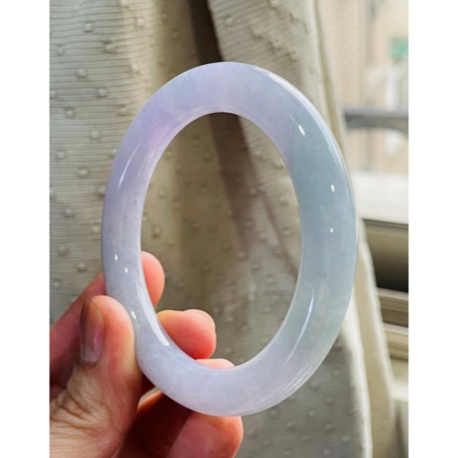 天然A貨緬甸玉 冰潤濃春彩翡翠圓骨鐲53.3 17.5圍 濃郁茄紫加藍綠 色滿鮮豔 附台証-細節圖4