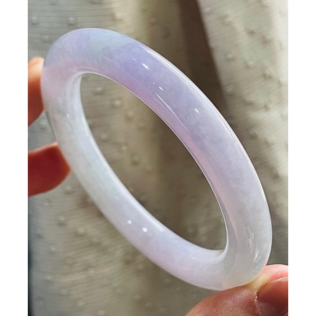 天然A貨緬甸玉 冰潤濃春彩翡翠圓骨鐲53.3 17.5圍 濃郁茄紫加藍綠 色滿鮮豔 附台証-細節圖5