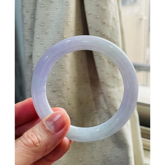 天然A貨緬甸玉 冰潤濃春彩翡翠圓骨鐲53.3 17.5圍 濃郁茄紫加藍綠 色滿鮮豔 附台証-細節圖7