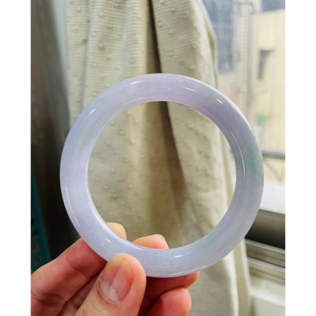 天然A貨緬甸玉 冰潤亮紫俏綠翡翠圓骨鐲53.2 17.5圍 濃郁紅紫帶淡綠 色滿鮮豔 附台証-細節圖2