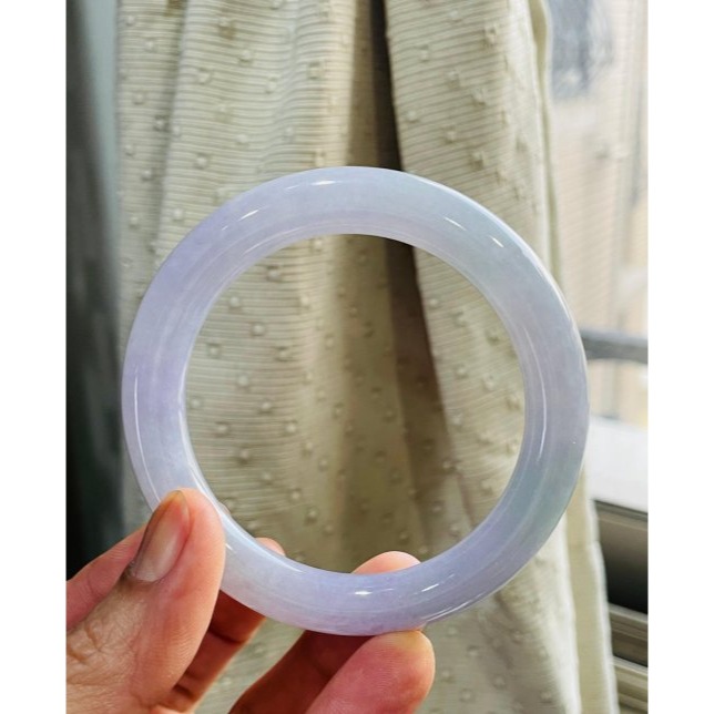 天然A貨緬甸玉 冰潤亮紫俏綠翡翠圓骨鐲53.2 17.5圍 濃郁紅紫帶淡綠 色滿鮮豔 附台証-細節圖3