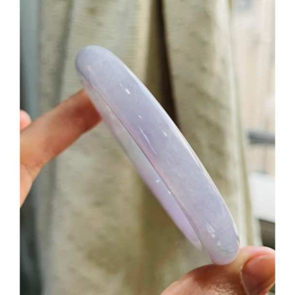 天然A貨緬甸玉 冰潤亮紫俏綠翡翠圓骨鐲53.2 17.5圍 濃郁紅紫帶淡綠 色滿鮮豔 附台証-細節圖6