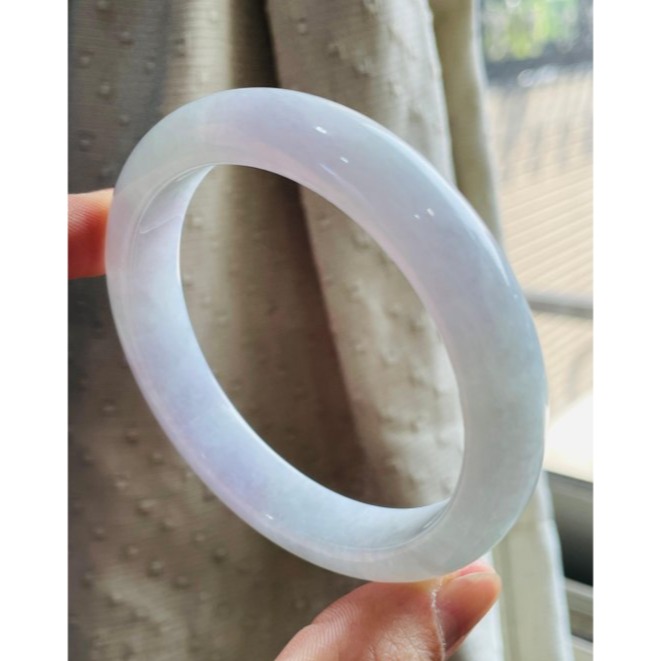 天然A貨緬甸玉 冰潤淡紫俏綠正圈翡翠平安鐲58 19圍 冰冰淡粉帶淡綠 粉粉清新鐲 完美度98%-細節圖2