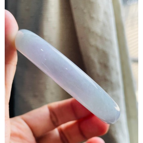 天然A貨緬甸玉 冰潤淡紫俏綠正圈翡翠平安鐲58 19圍 冰冰淡粉帶淡綠 粉粉清新鐲 完美度98%-細節圖4
