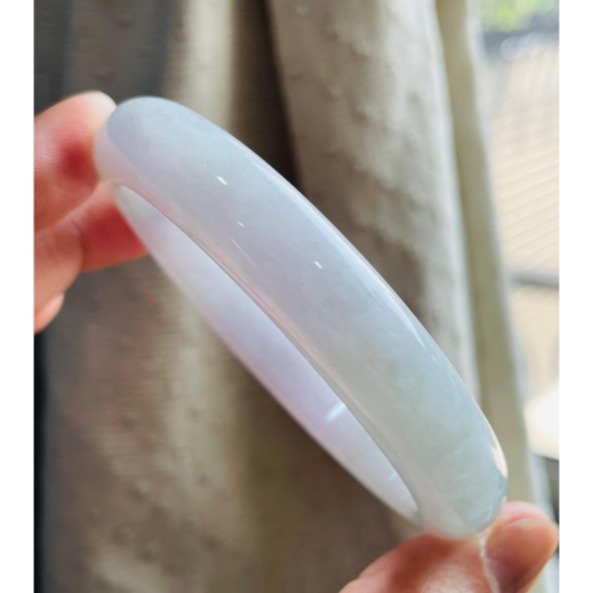 天然A貨緬甸玉 冰潤淡紫俏綠正圈翡翠平安鐲58 19圍 冰冰淡粉帶淡綠 粉粉清新鐲 完美度98%-細節圖5