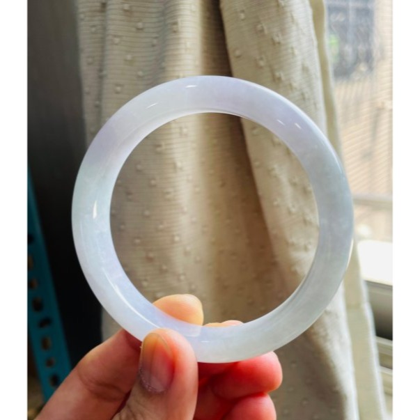 天然A貨緬甸玉 冰潤淡紫俏綠正圈翡翠平安鐲58 19圍 冰冰淡粉帶淡綠 粉粉清新鐲 完美度98%-細節圖6