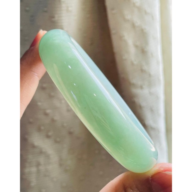 天然A貨緬甸玉 冰芙蓉綠漸層色寬版翡翠平安鐲57.7 19圍 整圈起膠底庄 果綠藍綠淡藍漸變滿色 完美度99%附台証-細節圖5