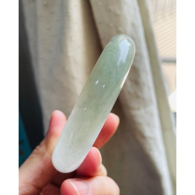 天然A貨緬甸玉 冰潤半山水色翡翠平安鐲58 19圍 乾淨晶透白冰 帶秋香綠 完美度99%-細節圖6