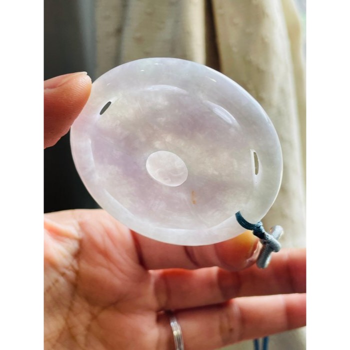 天然A貨緬甸玉 冰潤亮春彩太極大八卦翡翠玉墜 圓形八卦 粉紫藍紫淡綠色豐富多彩 有份量請留意-細節圖6