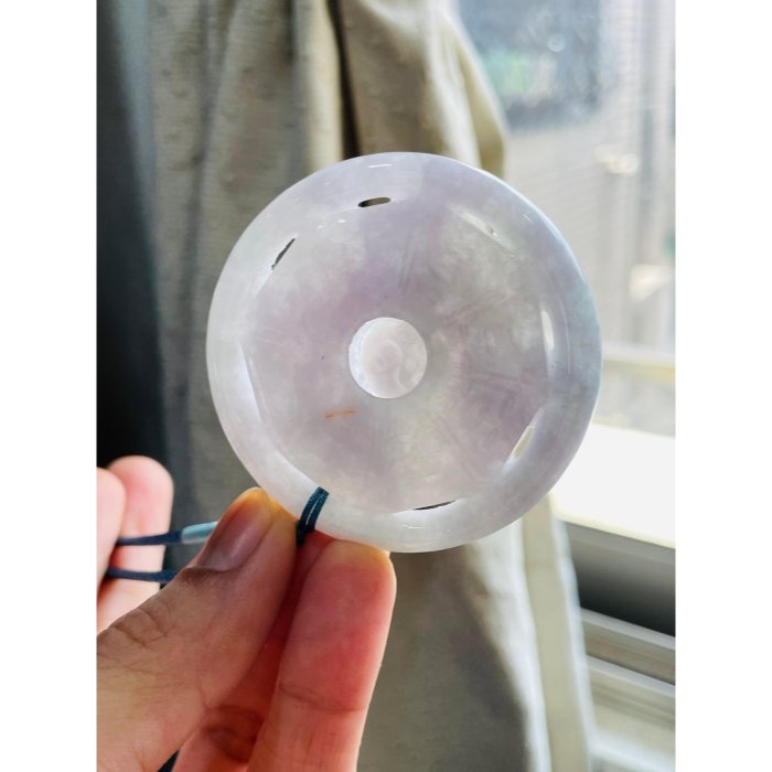 天然A貨緬甸玉 冰潤亮春彩太極大八卦翡翠玉墜 圓形八卦 粉紫藍紫淡綠色豐富多彩 有份量請留意-細節圖7