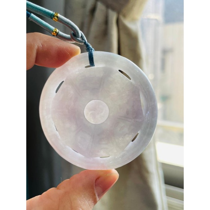 天然A貨緬甸玉 冰潤亮春彩太極大八卦翡翠玉墜 圓形八卦 粉紫藍紫淡綠色豐富多彩 有份量請留意-細節圖8