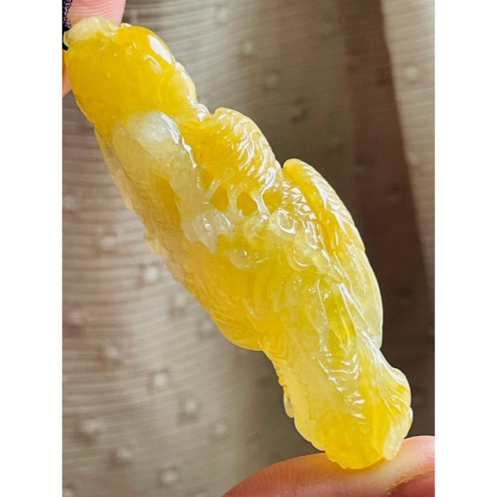 天然A貨緬甸玉 藏家件 老坑冰黃雙彩精工雕龍飛鳳舞翡翠龍鳳牌 起冰油黃巧鳳凰 白冰俏龍王 360度俏色巧雕 附台証-細節圖5