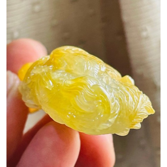 天然A貨緬甸玉 藏家件 老坑冰黃雙彩精工雕龍飛鳳舞翡翠龍鳳牌 起冰油黃巧鳳凰 白冰俏龍王 360度俏色巧雕 附台証-細節圖7