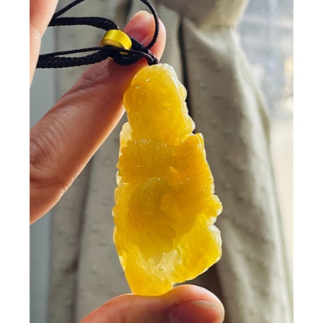 天然A貨緬甸玉 藏家件 老坑冰黃雙彩精工雕龍飛鳳舞翡翠龍鳳牌 起冰油黃巧鳳凰 白冰俏龍王 360度俏色巧雕 附台証-細節圖8