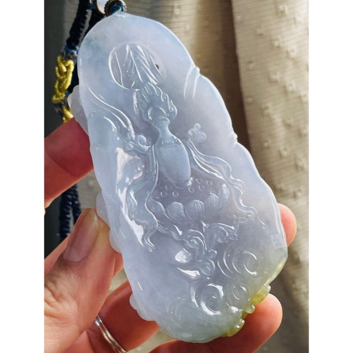 天然A貨緬甸玉 藏家件 冰種茄紫三彩大師工千手觀音翡翠佛牌 晶瑩冰膠滿紫俏黃綠 大師親工 法像細節絕頂 附台証-細節圖7