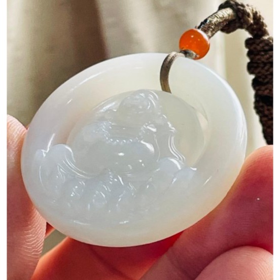 天然A貨緬甸玉 小三彩上山虎翡翠小虎牌 淡綠帶飄花再帶一抹紫 色分明乾淨-細節圖3