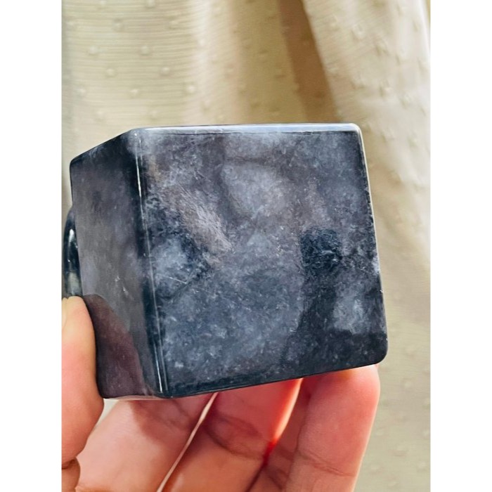 天然A貨緬甸玉 老坑烏雞手工雕滿載而歸昂首龍龜翡翠印章/公司章/擺件 4.4公分超大方印-細節圖8