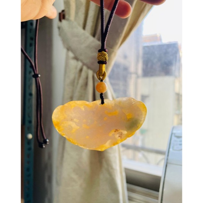 天然A貨緬甸玉 老坑油黃三彩雙面俏雕琴瑟和鳴翡翠龍鳳牌 成色飽和油亮冰黃巧鳳凰 冰紫俏綠巧神龍-細節圖8