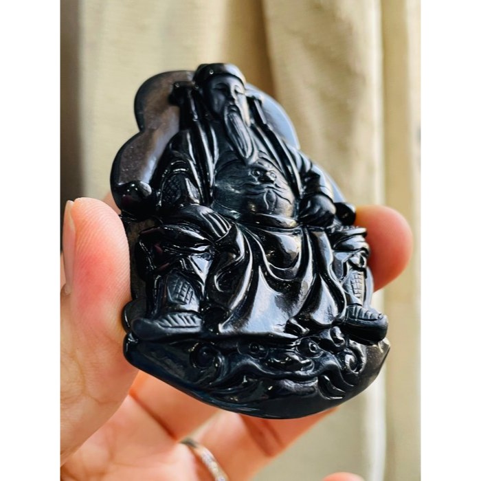 天然A貨緬甸玉 烏雞純色精工五府千歲池府王爺翡翠玉牌 鋼琴鏡面光純黑 法象精開雙拋工大牌形-細節圖6