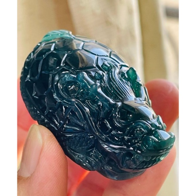 天然A貨翡翠 冰潤危綠全立體滿載而歸龍龜翡翠玉墜/擺件 起冰滿綠油亮光澤 色滿勻稱瓜綠-細節圖2
