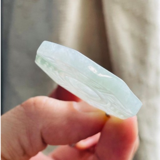 天然A貨緬甸玉 冰淡春彩太極八卦翡翠玉墜 起冰晴底帶一抹淡紫 乾淨清爽 冰冰粉粉好水頭-細節圖6