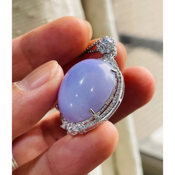 天然A貨緬甸玉 細潤夢幻紫大蛋面翡翠玉墜 無晶體細肉鵪鶉蛋大顆飽滿 無封底聚色 自然本色一目了然-細節圖4