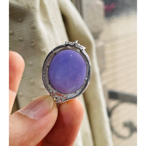 天然A貨緬甸玉 細潤夢幻紫大蛋面翡翠玉墜 無晶體細肉鵪鶉蛋大顆飽滿 無封底聚色 自然本色一目了然-細節圖7