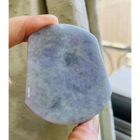 天然A貨緬甸玉 豆紫俏綠文武關公翡翠玉牌 撫鬚持春秋 紫濃郁過底 色不失 一刀切方正牌形-細節圖6