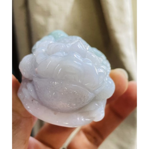 天然A貨緬甸玉 老坑藍綠半山水手工雕代代相傳帶子三腳金蟾翡翠擺件 膠潤底庄 漸變雙彩色 昂首緊咬錢 財源滾滾-細節圖3