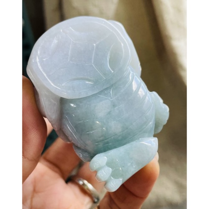 天然A貨緬甸玉 老坑藍綠半山水手工雕代代相傳帶子三腳金蟾翡翠擺件 膠潤底庄 漸變雙彩色 昂首緊咬錢 財源滾滾-細節圖6