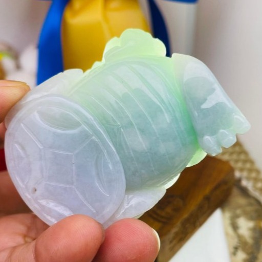 天然A貨緬甸玉 老坑藍綠半山水手工雕代代相傳帶子三腳金蟾翡翠擺件 膠潤底庄 漸變雙彩色 昂首緊咬錢 財源滾滾-細節圖7