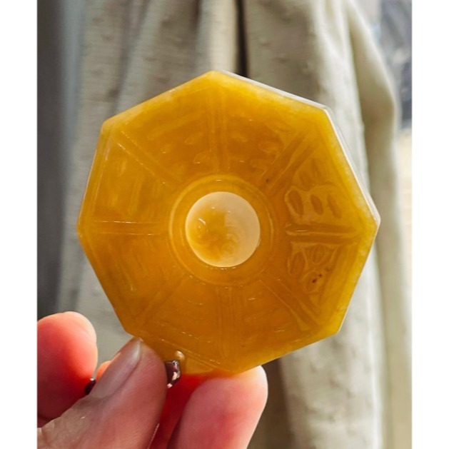 天然A貨緬甸玉 老坑黃雙彩太極大八卦翡翠玉墜 起冰橘黃霧層成色飽和 包滿色雪梨肉 大塊有份量-細節圖8