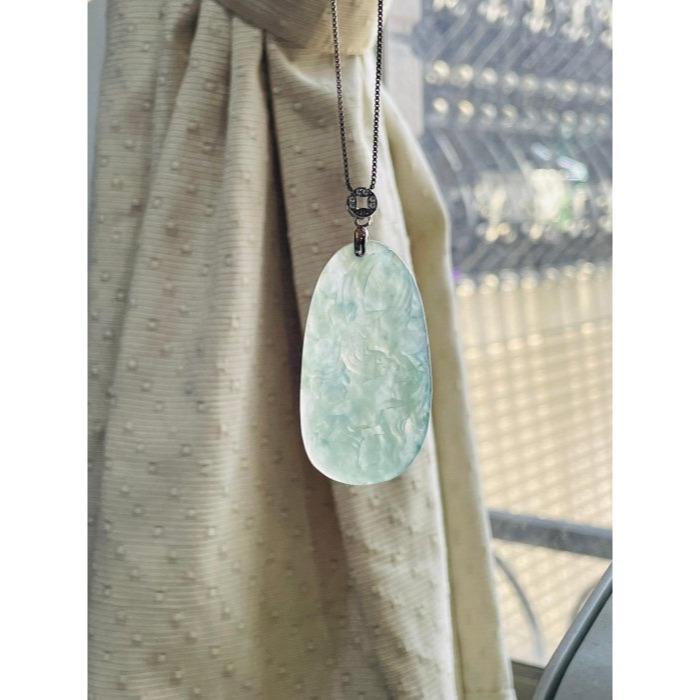 天然A貨翡翠 老坑冰飄花手工雙面雕抓住機遇翡翠鳳牌 起光晶透勻稱滿綠底色 滿滿靈動小藍花點綴其中-細節圖7