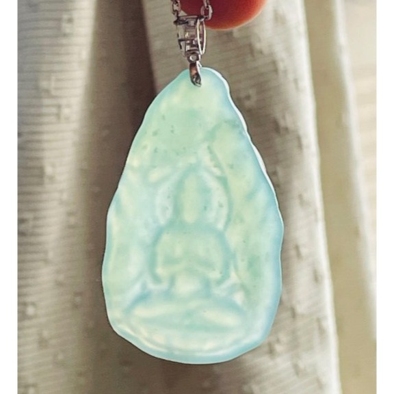 天然A貨緬甸玉 木拿 冰種薄荷綠坐蓮合掌觀音翡翠118K玉墜 木那放光勻稱滿綠色 完美一刀切 附台証-細節圖6