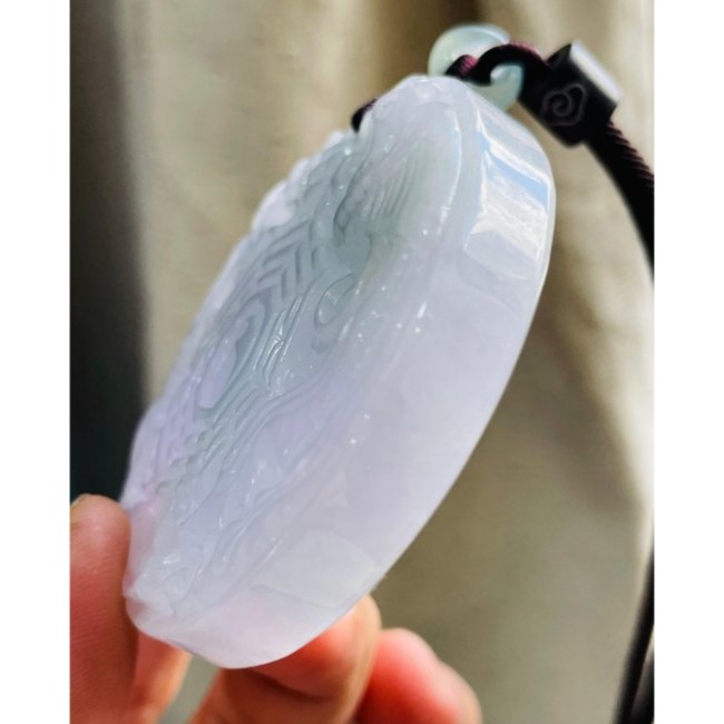 天然A貨緬甸玉 細潤亮春彩雙面雕龍鳳太極八卦翡翠玉墜 粉紫粉綠滿底色 一面龍鳳一面先天八卦 太極固定-細節圖5