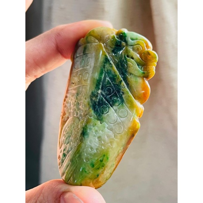 天然A貨緬甸玉 老坑三彩手工巧雕望子成龍翡翠龍牌 油潤騰衝老料 厚黃霧包三彩肉 色滿色辣 巧螭龍豼貅 飛黃騰達代代相傳-細節圖3