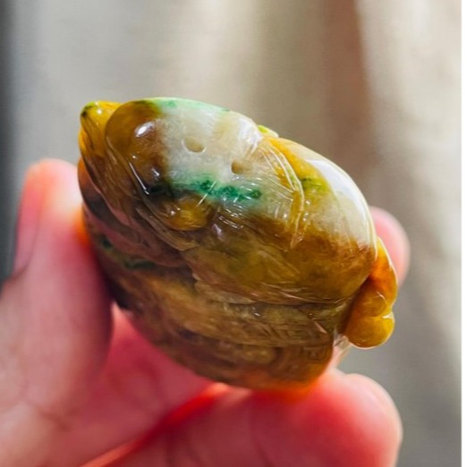 天然A貨緬甸玉 老坑三彩手工巧雕望子成龍翡翠龍牌 油潤騰衝老料 厚黃霧包三彩肉 色滿色辣 巧螭龍豼貅 飛黃騰達代代相傳-細節圖6