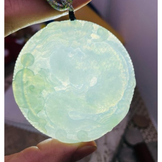 天然A貨緬甸玉 冰種飄花俏雕神龍現世翡翠龍牌 起光冰晴底色 綠俏祥雲.龍珠 高貨鐲心料 附台証-細節圖9