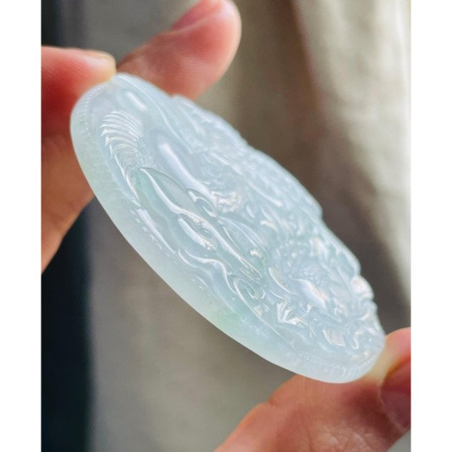 天然A貨緬甸玉 冰種飄花鳳穿牡丹翡翠鳳牌 起光感透字影底庄 綠絲碎花點綴 高貨鐲心料 附台証-細節圖5