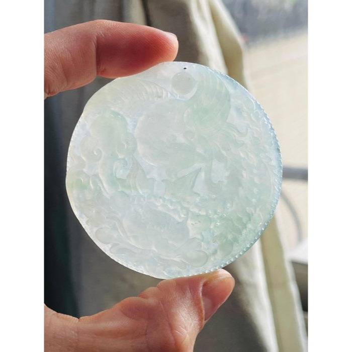 天然A貨緬甸玉 冰種飄花鳳穿牡丹翡翠鳳牌 起光感透字影底庄 綠絲碎花點綴 高貨鐲心料 附台証-細節圖8