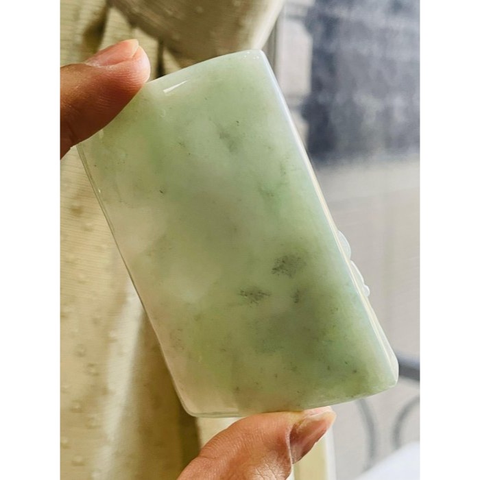 天然A貨緬甸玉 水潤烏雞綠天上聖母/千順媽祖翡翠佛牌 膠潤果綠滿底色 微帶芝麻點 大牌形請留意-細節圖8