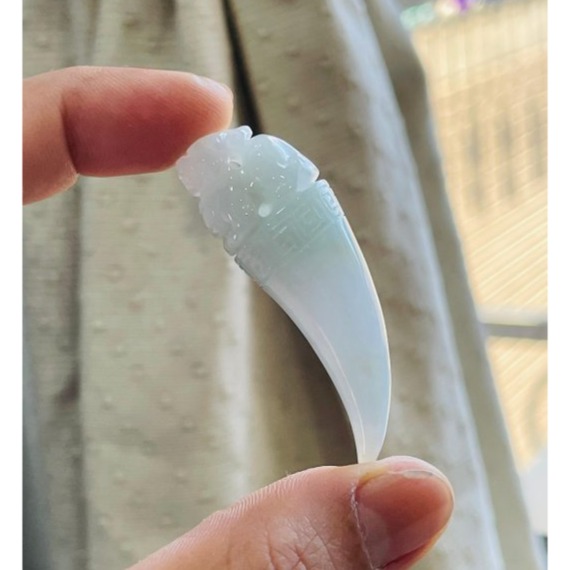 天然A貨緬甸玉 膠潤藍綠全立體貔貅龍牙翡翠玉墜 無晶體帶膠感好水頭 色清爽形飽滿-細節圖2