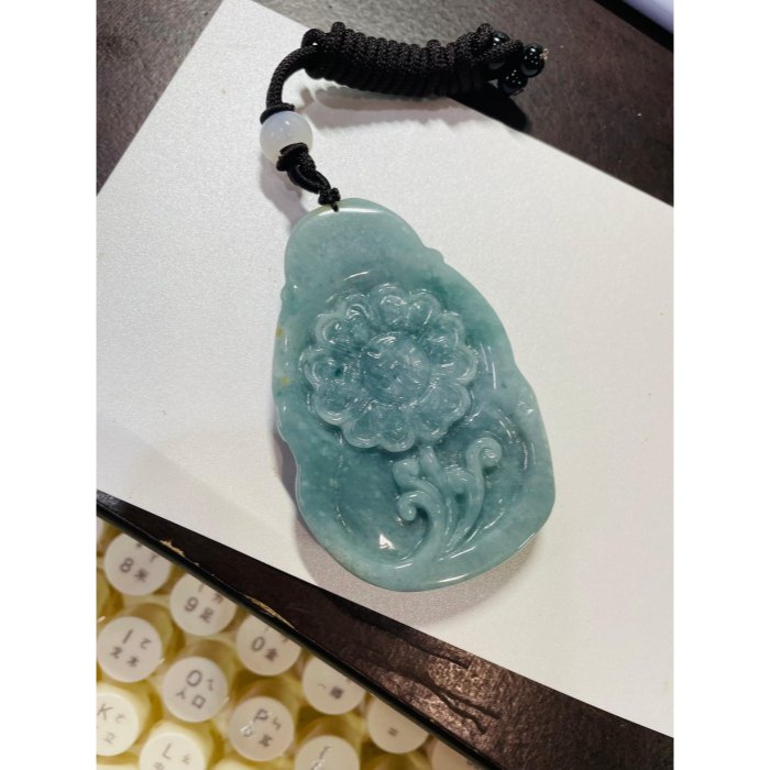 天然A貨翡翠 細潤危藍雙面雕度母翡翠佛牌 溫潤全透光滿色 厚庄大器牌形 雕工精緻-細節圖11