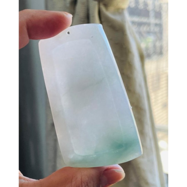 天然A貨緬甸玉 冰潤半山水精工雕正一真人張天師翡翠玉牌 粉嫩透粉帶藍綠 精開法像 方正厚實牌形-細節圖7