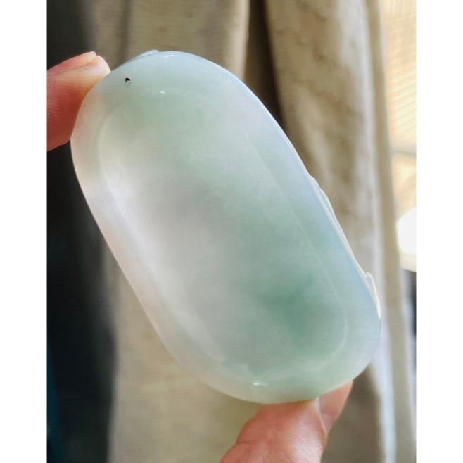 天然A貨緬甸玉 膠潤藍綠精工雕天上聖母/千順媽祖翡翠佛牌 細膩膠潤底庄 厚庄透手影大牌形 法像精開 宮女隨伺 千順護航-細節圖7