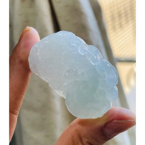 天然A貨緬甸玉 冰種粉春彩手工雕公母貔貅翡翠玉墜(一對) 粉嫩晶透起光感 嘴含活珠有求必應-細節圖4