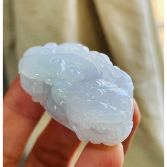 天然A貨緬甸玉 冰種粉春彩手工雕公母貔貅翡翠玉墜(一對) 粉嫩晶透起光感 嘴含活珠有求必應-細節圖6