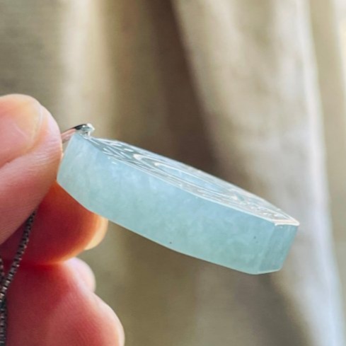 天然A貨緬甸玉 冰潤晴藍太極八卦翡翠玉墜 起冰滿綠底色 晶透帶色有水頭 大小易配戴-細節圖5