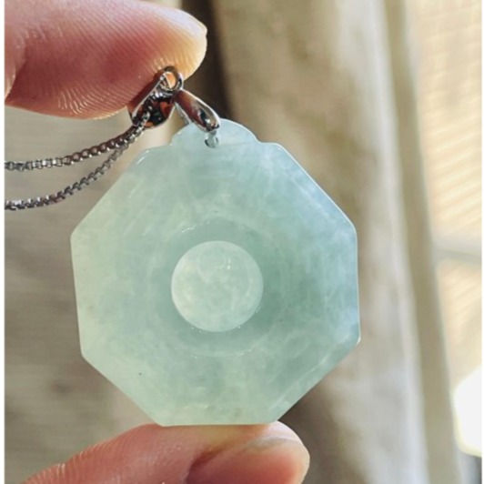 天然A貨緬甸玉 冰潤晴藍太極八卦翡翠玉墜 起冰滿綠底色 晶透帶色有水頭 大小易配戴-細節圖7